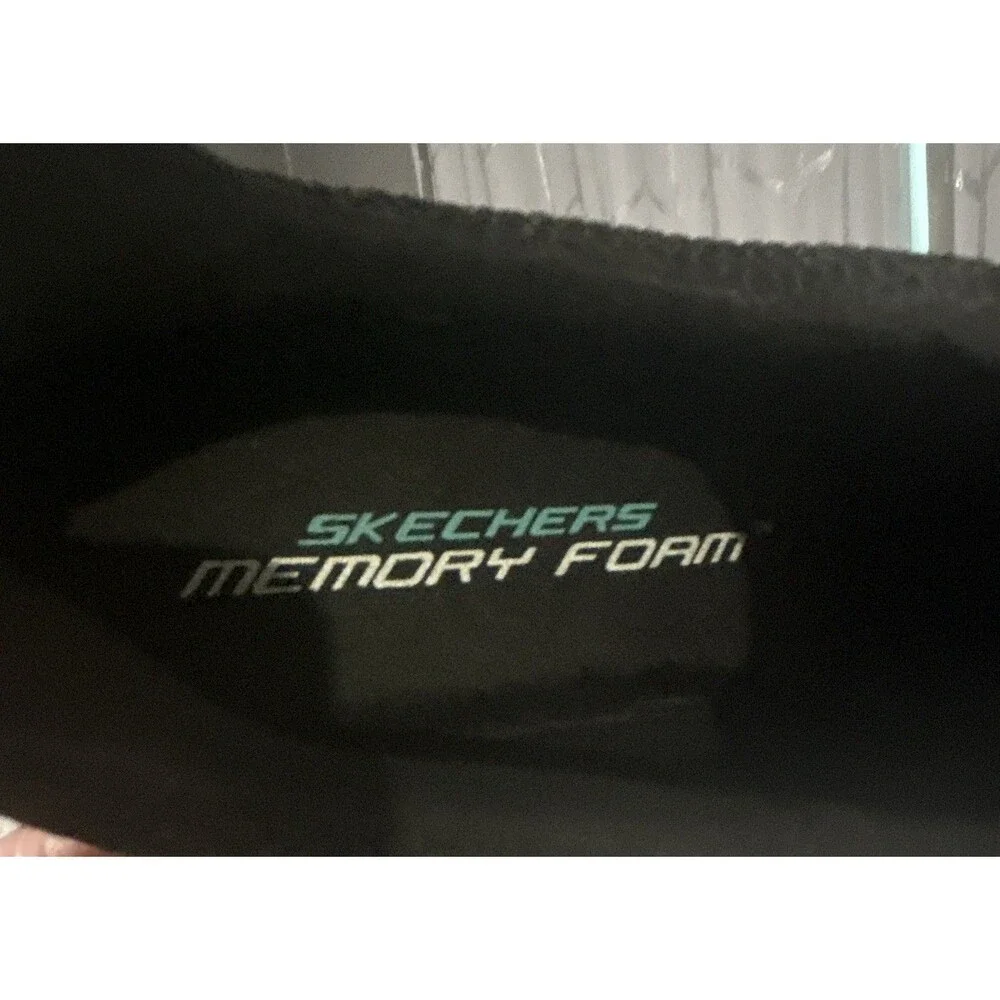 SKECHERS Memory Foam Lace-Up Low Top Athletic Sneaker Black/Mint/White: Size 8